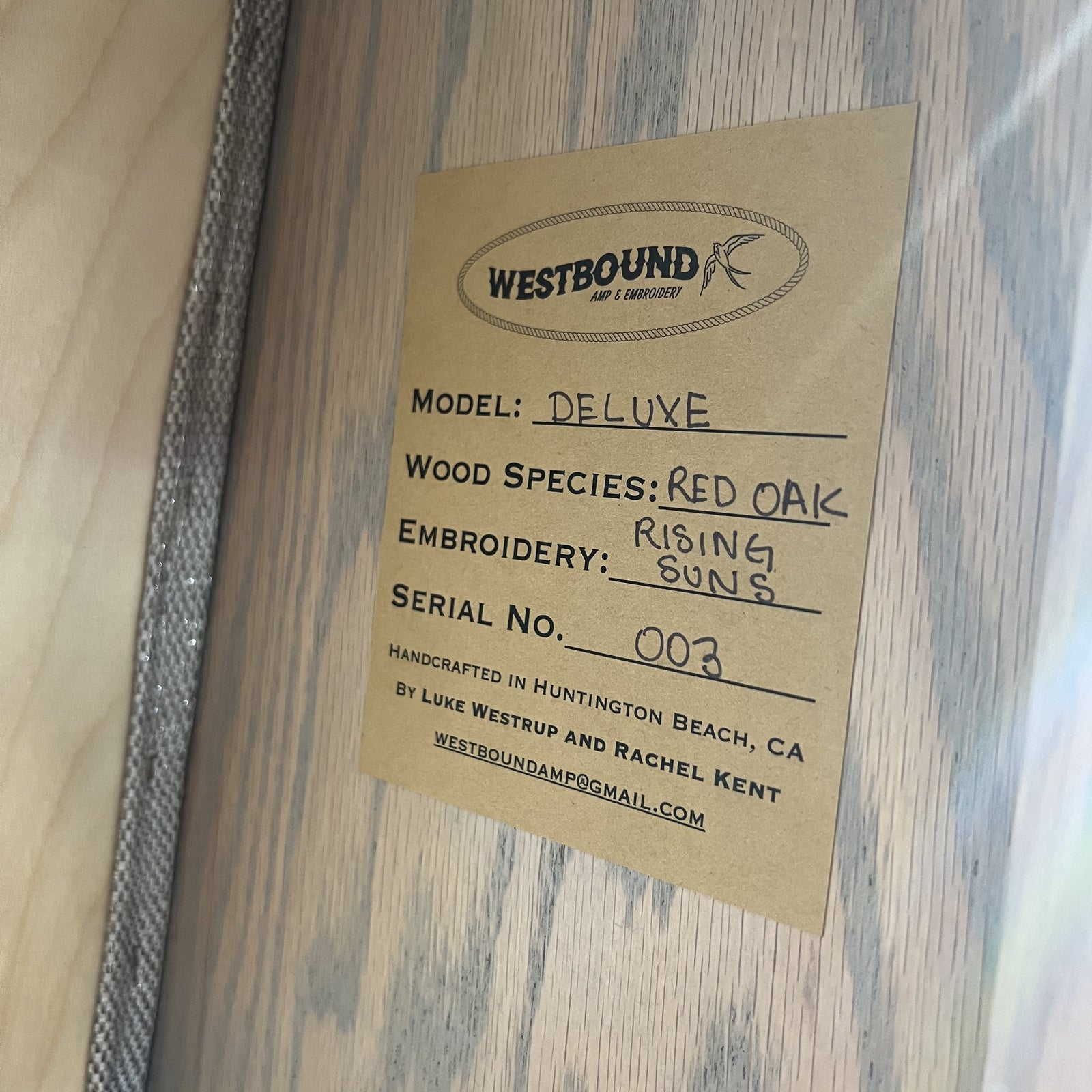 Westbound Amp & Embroidery Custom Red Oak 12" Cabinet for Tweed Deluxe