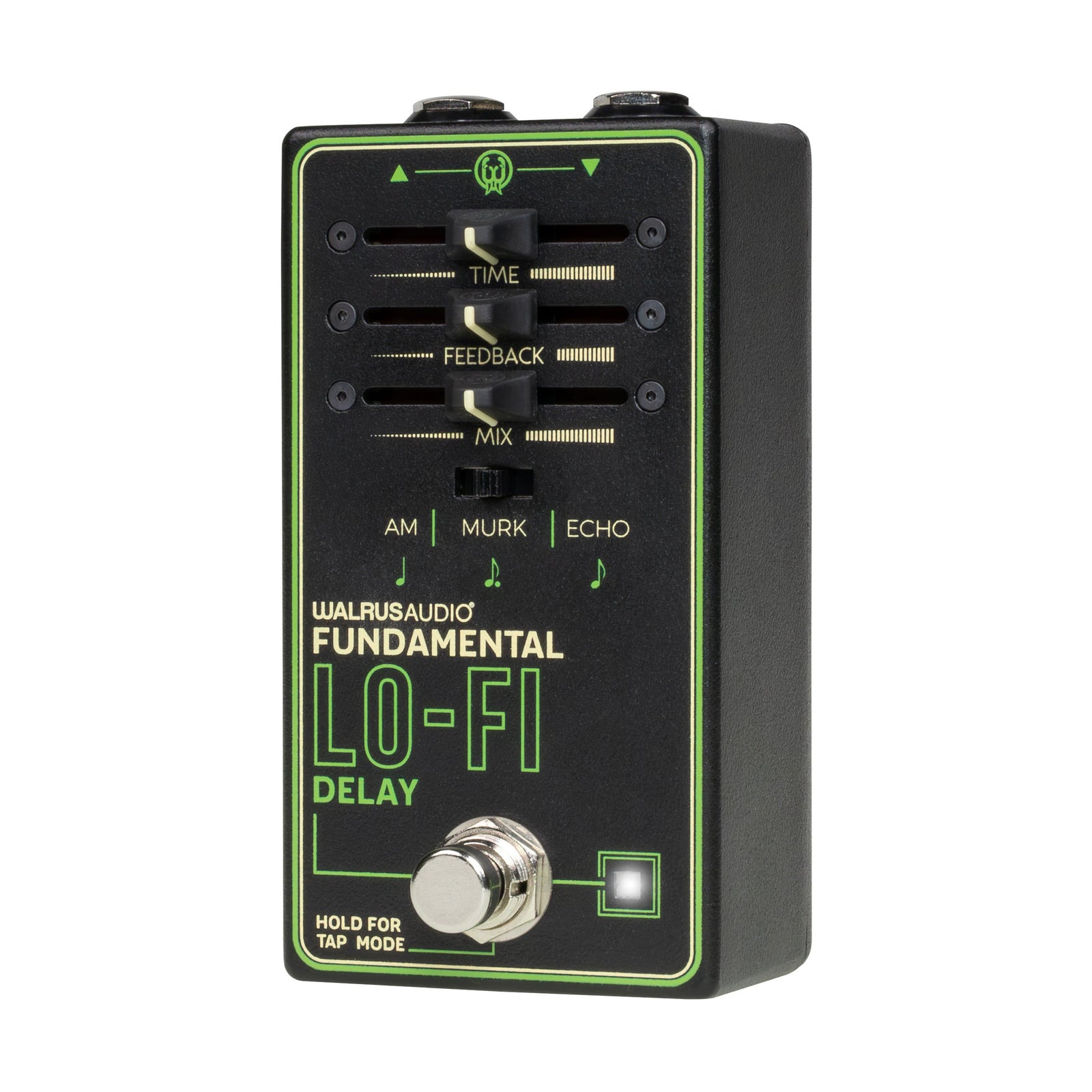 Right-angled view of the Walrus Audio Fundamental Lo-Fi Delay pedal.