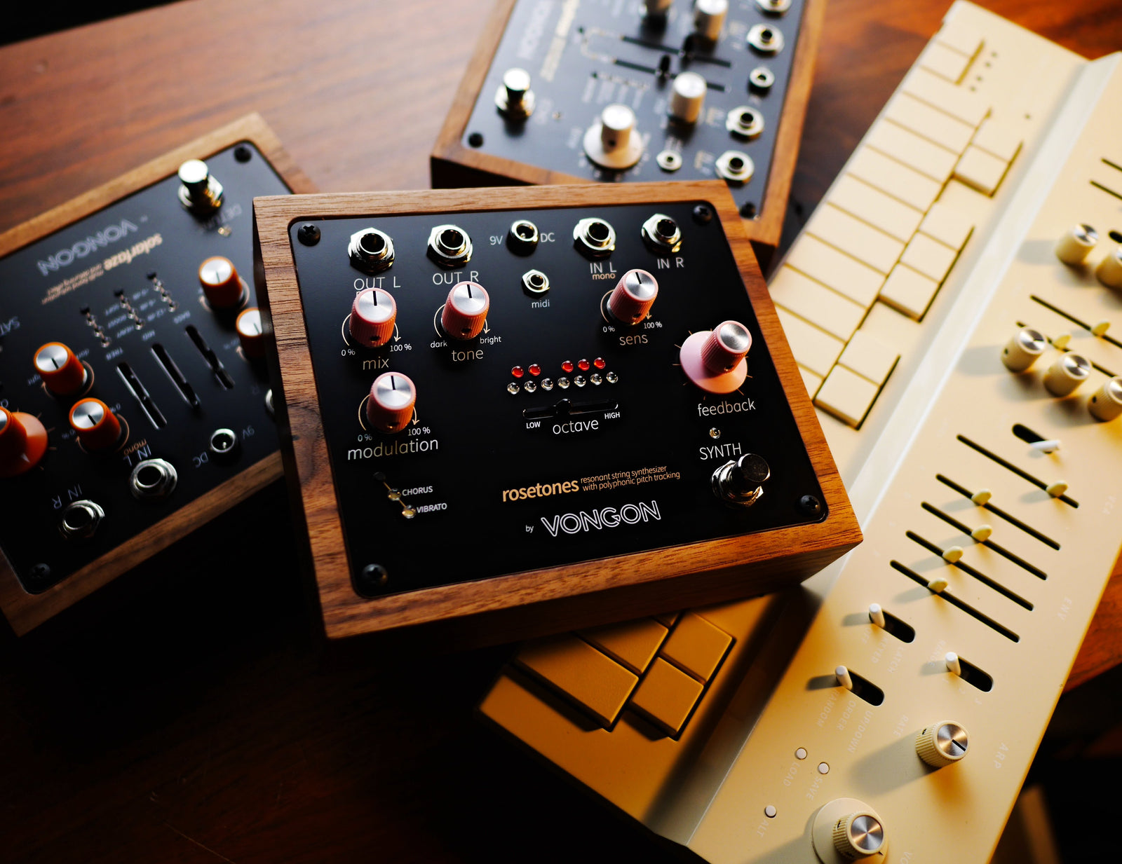 Vongon Rosetones | 12-Voice Polyphonic Sympathetic Resonator & Synth Pedal