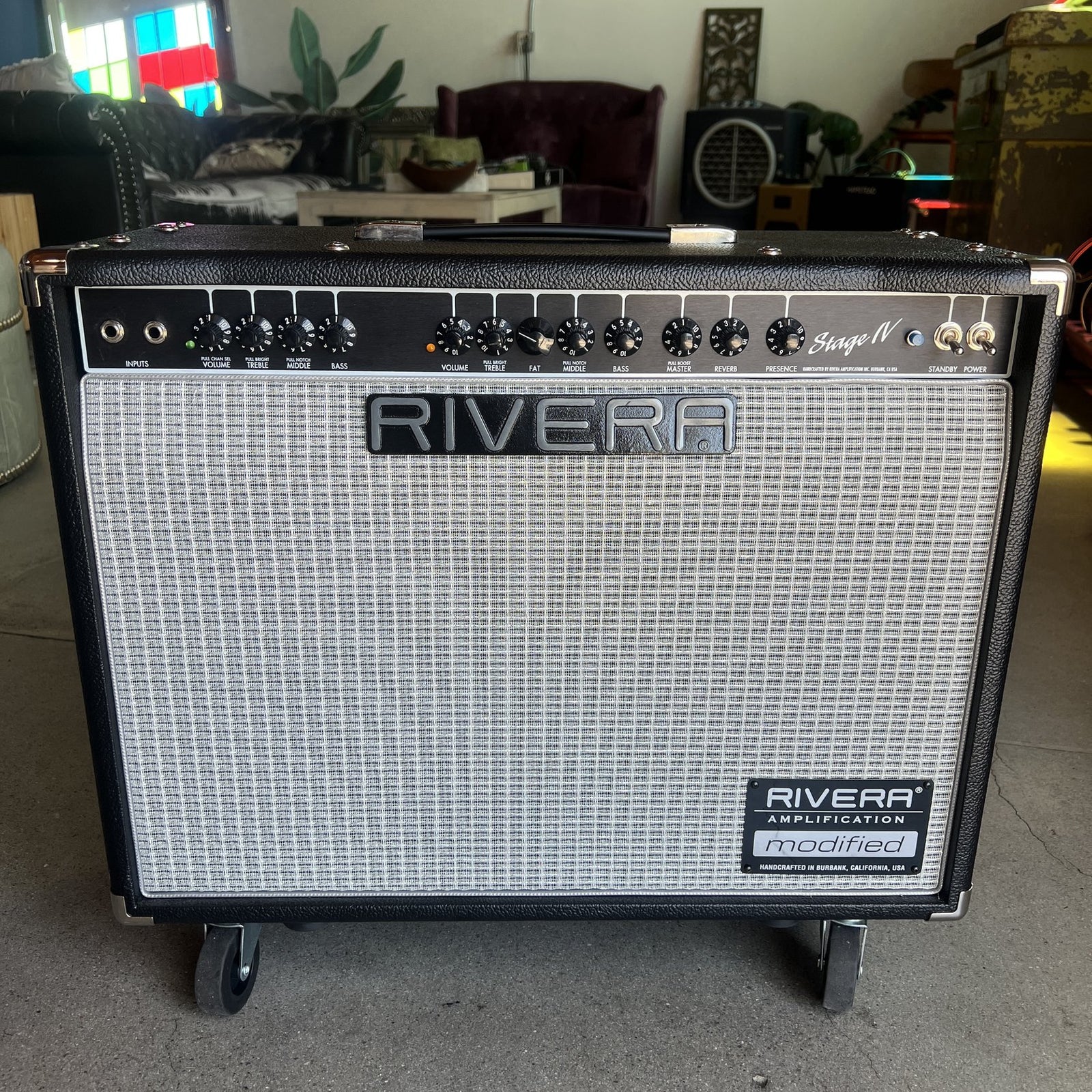 "Rivera Stage IV Modified Guitar Amplifier Front View Black"