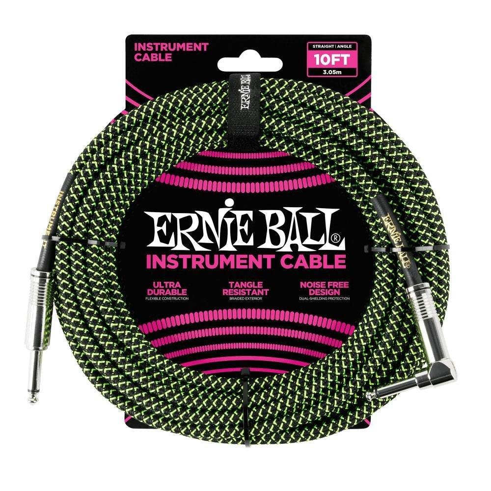 Ernie Ball 10' Braided Cable - Straight to Right Angle Plugs