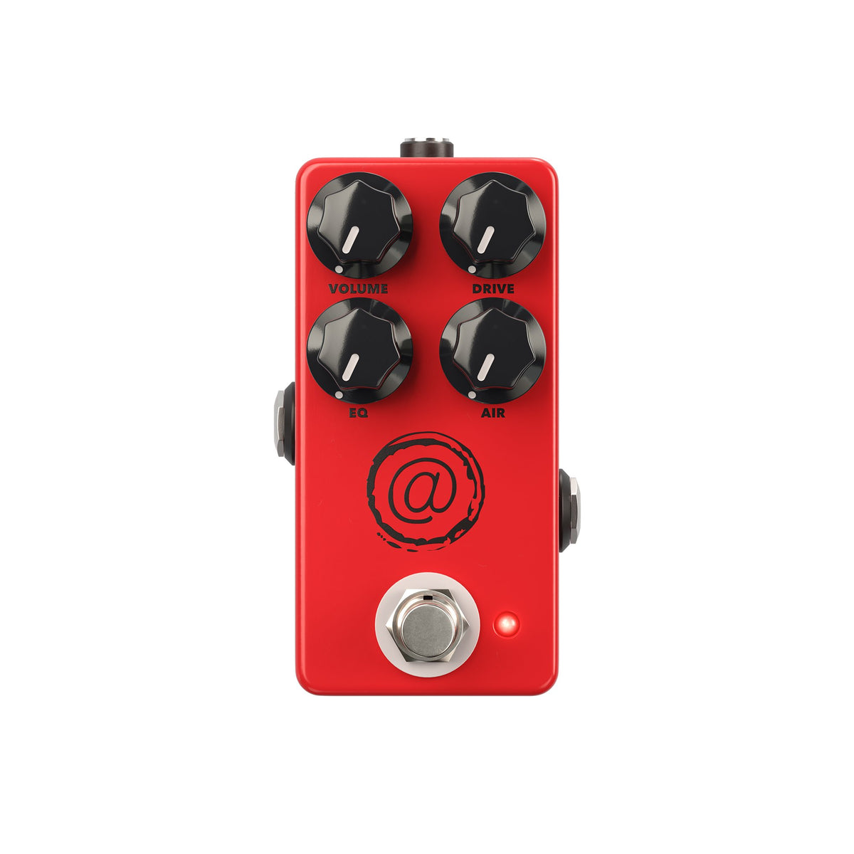 Top view of the JHS AT Mini Andy Timmons signature overdrive pedal featuring Volume, Drive, EQ, and Air controls.