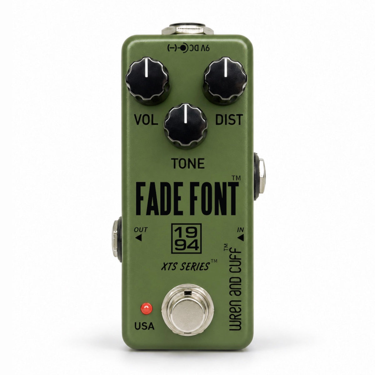 Wren and Cuff XTS Series Fade Font 94 Fuzz Pedal front view
