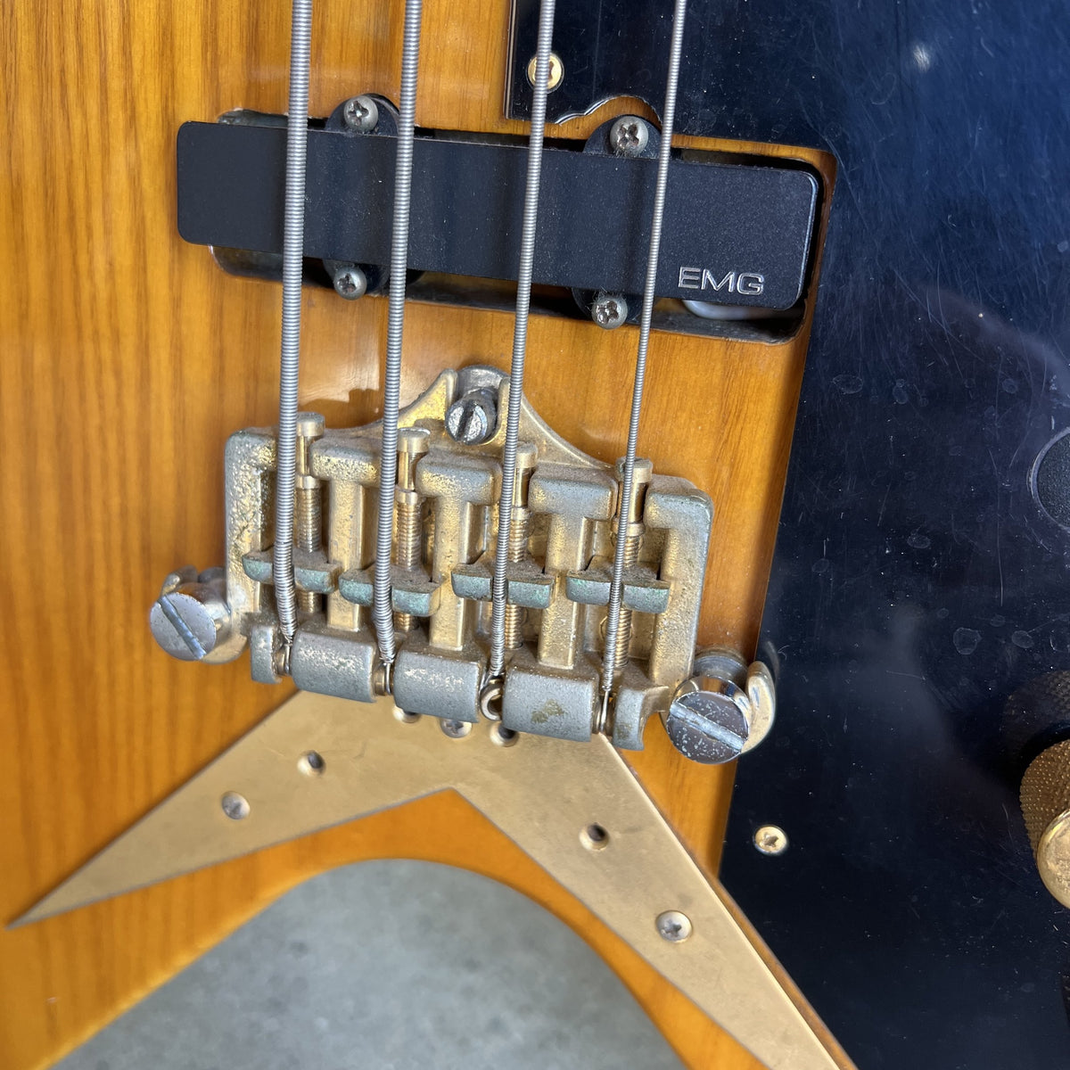 1977 Ibanez 2387B Rocket Roll Custom Flying V Bass Natural Modified w/ EMGs