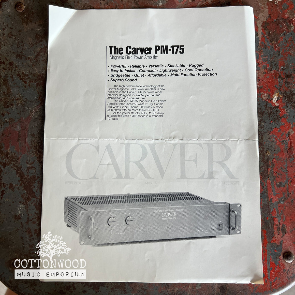 Carver PM-175 Magnetic Field Power Amplifier | 175W/Ch Professional Rack Amp