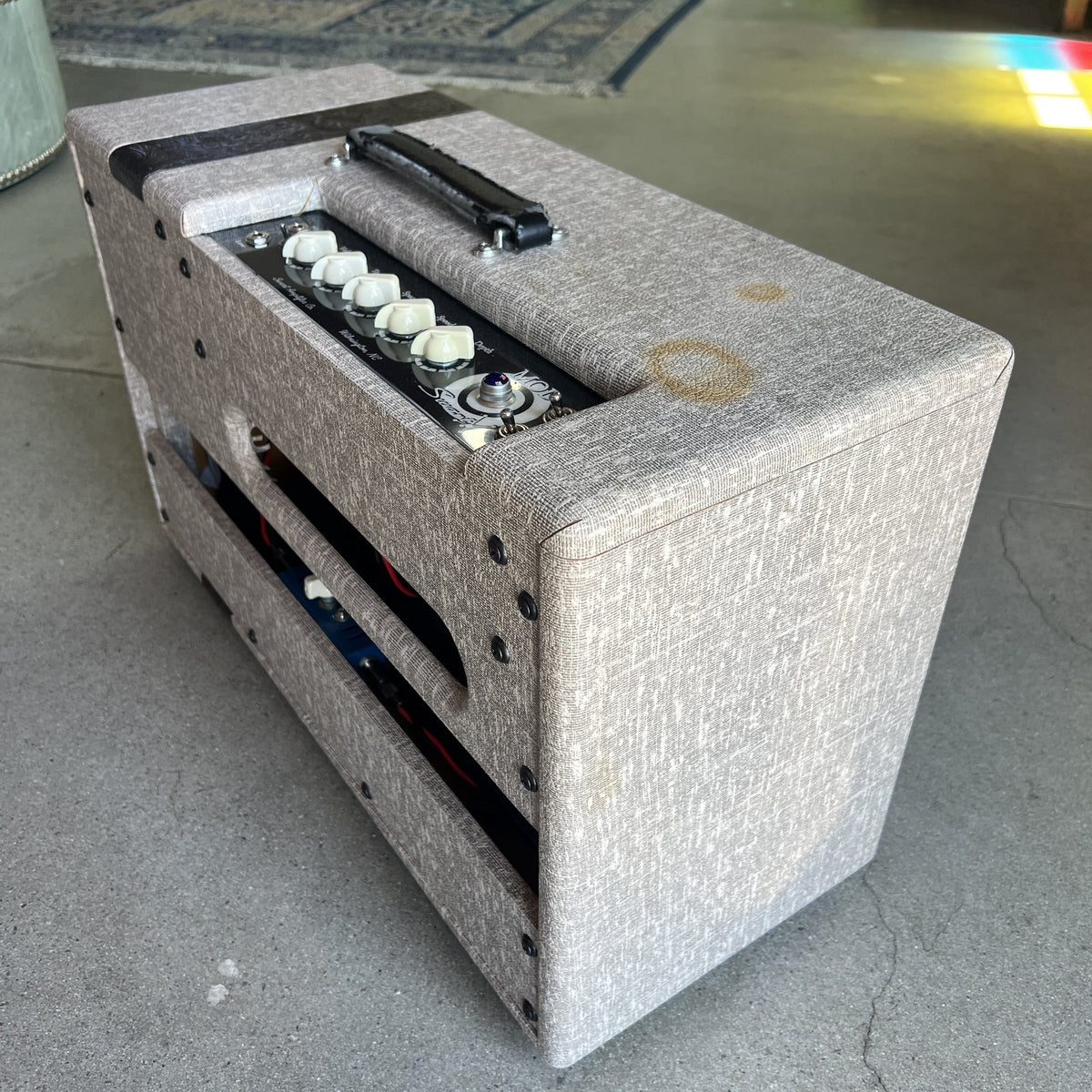 Swart MOD 84 15-Watt Hand-Wired Tube Combo Amp – Brown Western Stripe (w/ Night Light Jr. Attenuator)