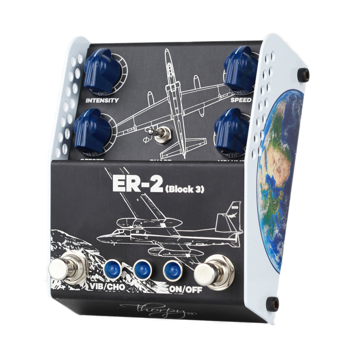 ThorpyFx ER-2 Block 3 analog guitar effects pedal angled