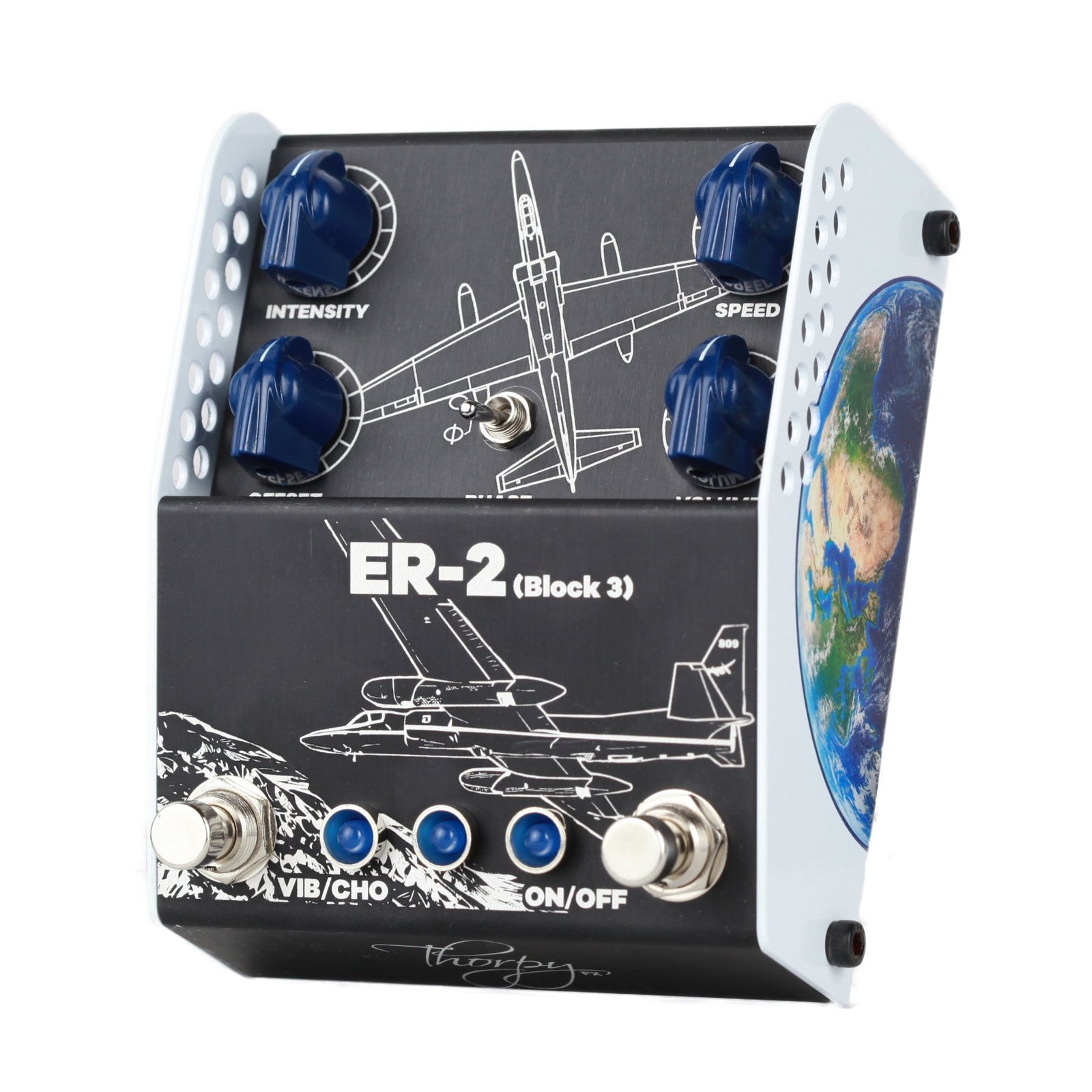 ThorpyFx ER-2 Block 3 analog guitar effects pedal angled