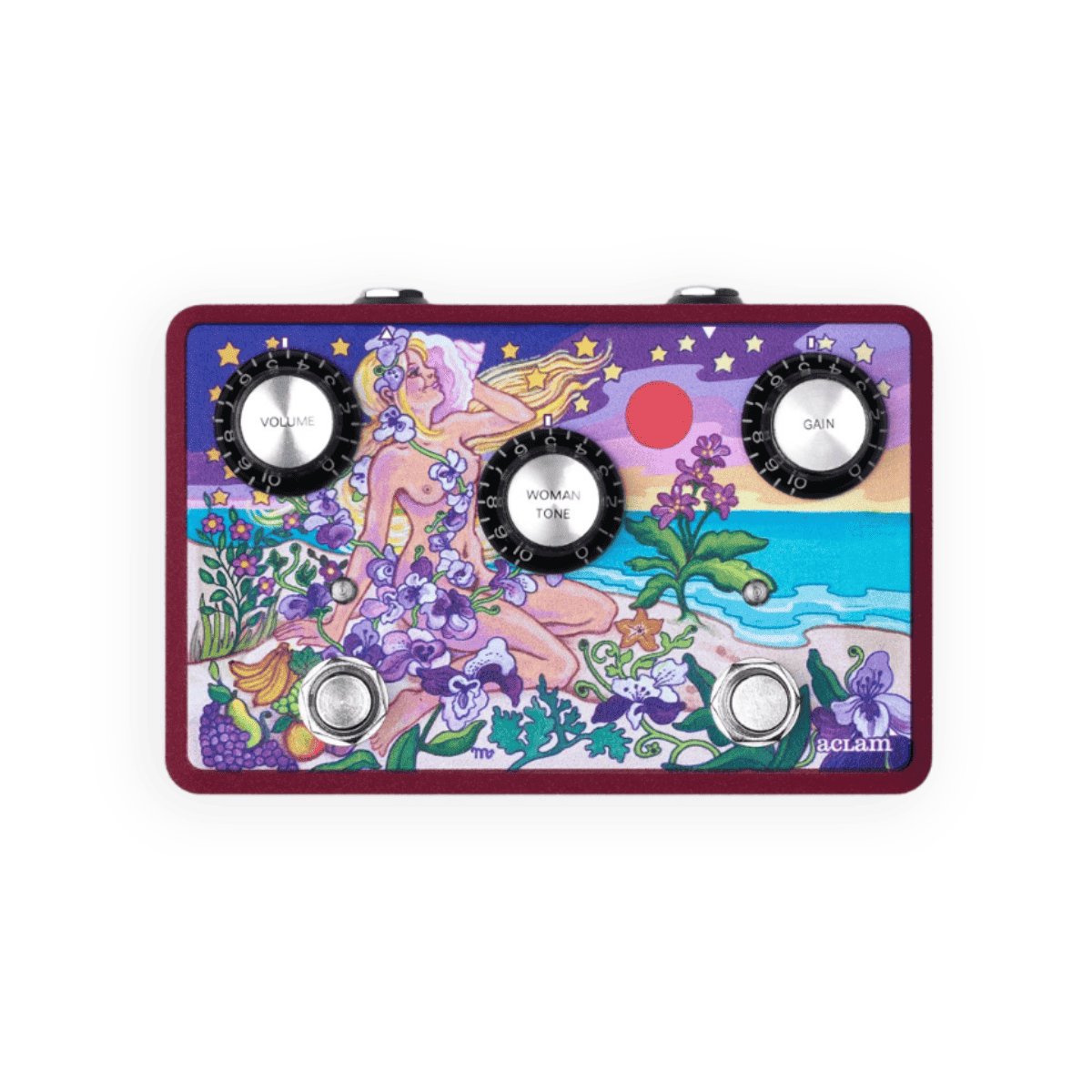 Aclam The Woman Tone Overdrive Pedal featuring artwork by Marijke Koger of The Fool