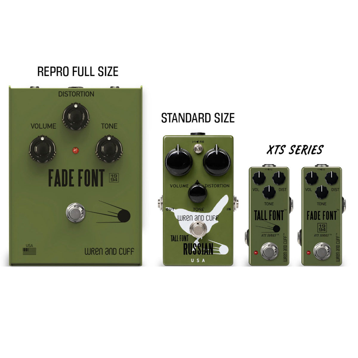 Wren & Cuff XTS Tall Font Russian Fuzz Pedal