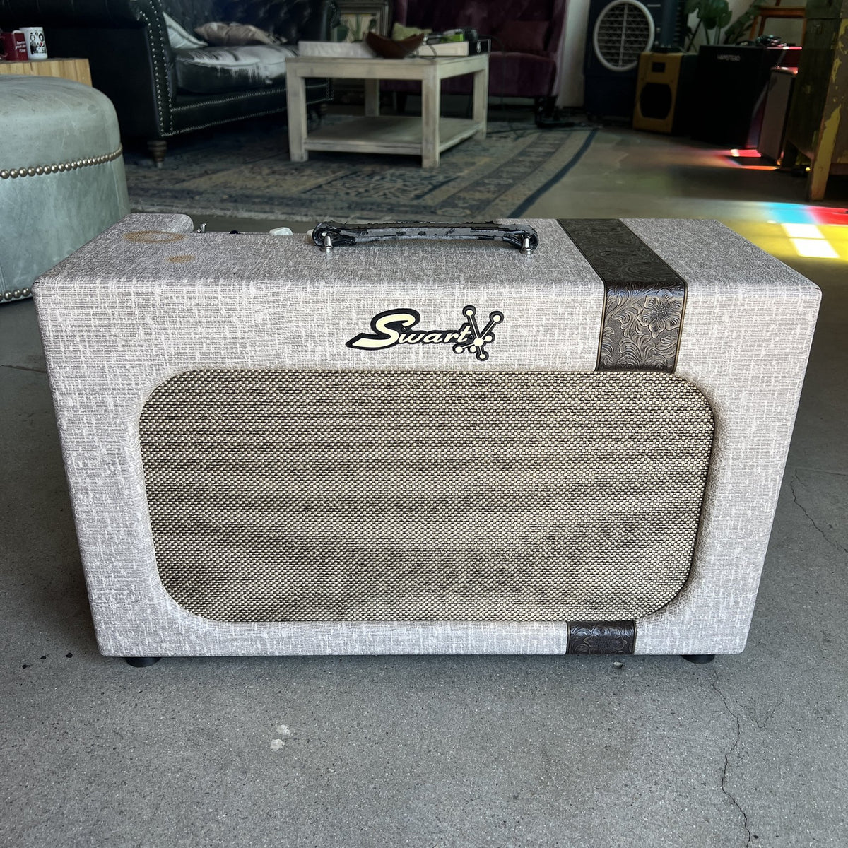 Used Swart MOD 84 EL-84 Boutique Tube Guitar Amplifier in Brown Western Stripe.