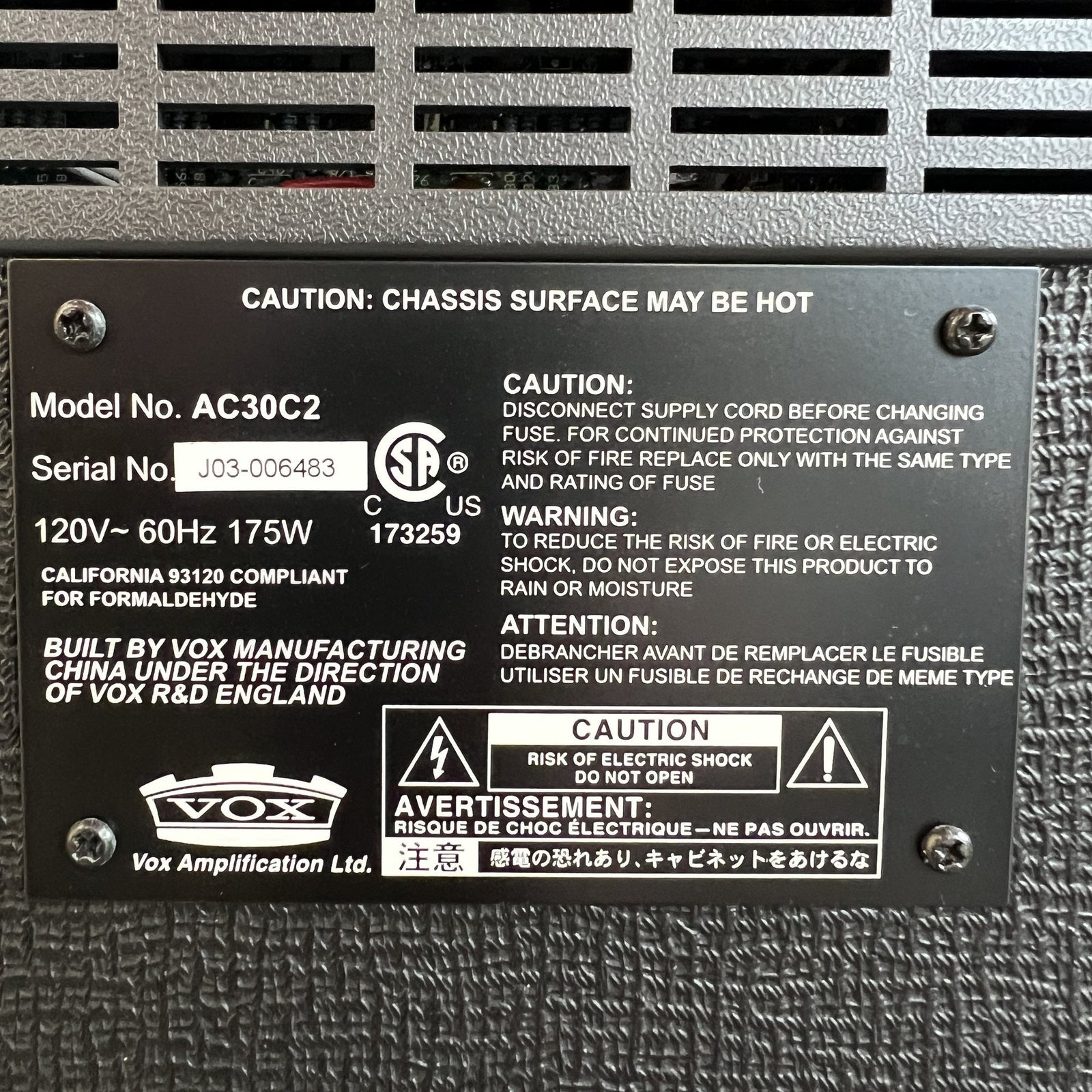 Vox AC30C2 - Celestion Greenbacks - 2011