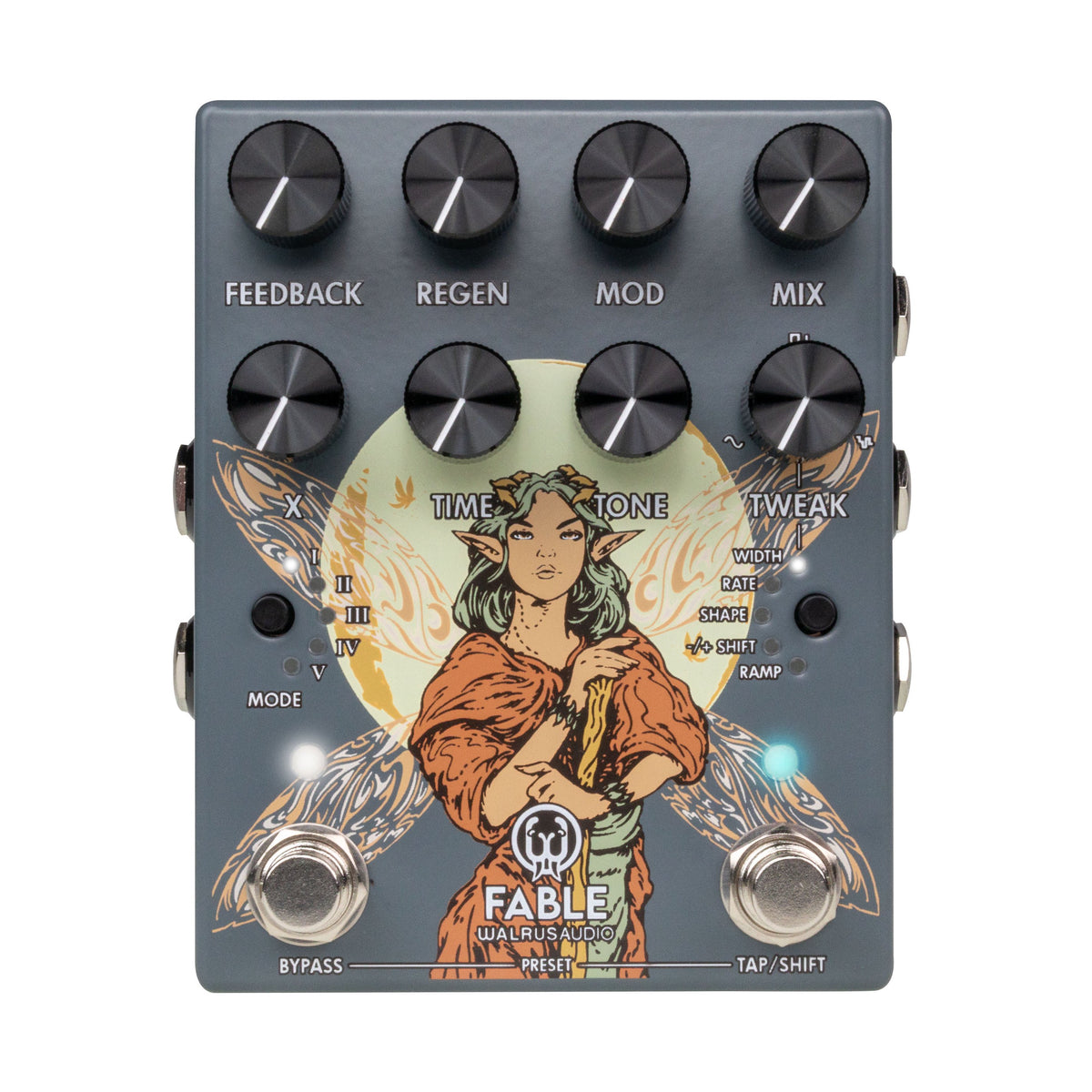 Walrus Audio Fable MKII Granular Soundscape Generator pedal in Gray featuring artwork by Niall Grant