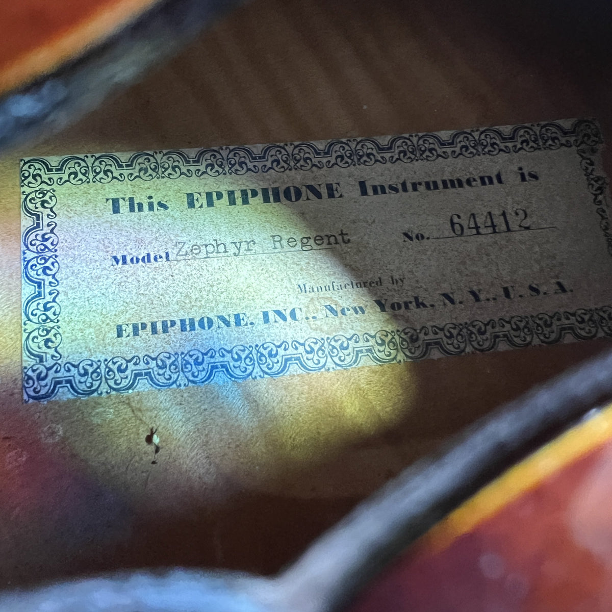 1952 Epiphone Zephyr Regent Electric Archtop – Pre-Gibson "New York" Era (Serial #64412)