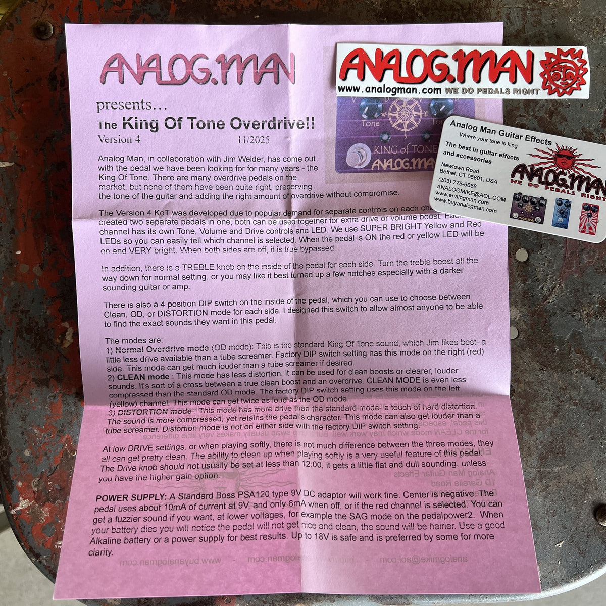Analogman King of Tone V4 Overdrive Pedal - 4-Jack Option (SN 1751)