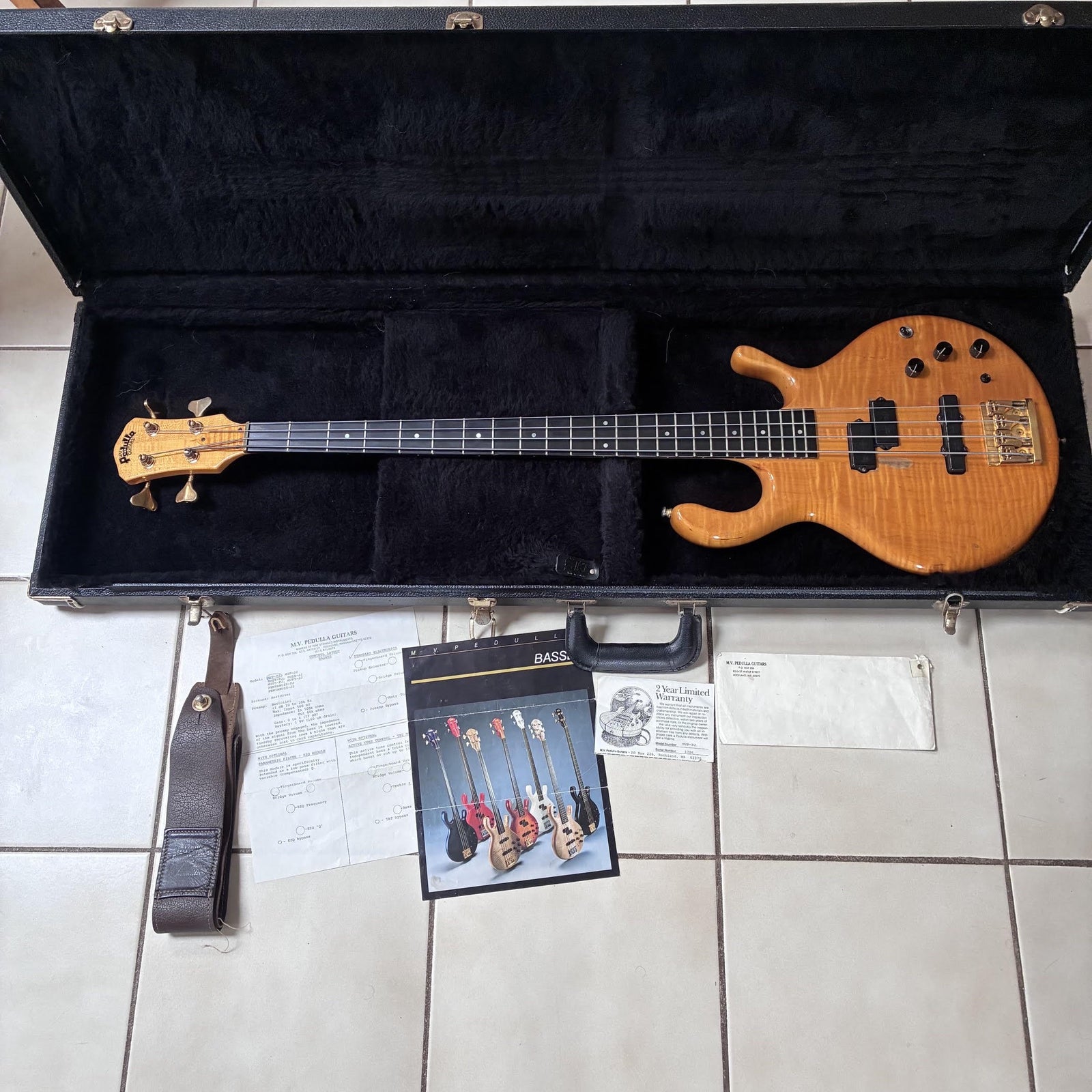 Vintage 1989 Pedulla MVP AAAA Bass Guitar & Case