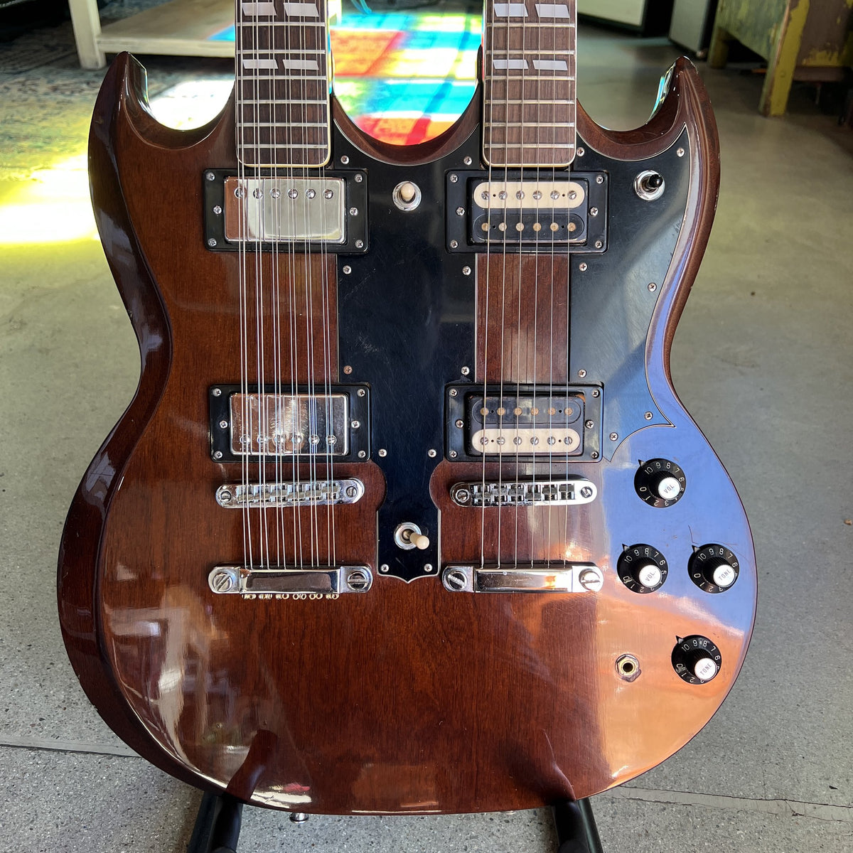 Vintage 1970s Ibanez 2402 Double-Neck 6/12-String Guitar | Cherry Finish w/ Original Case