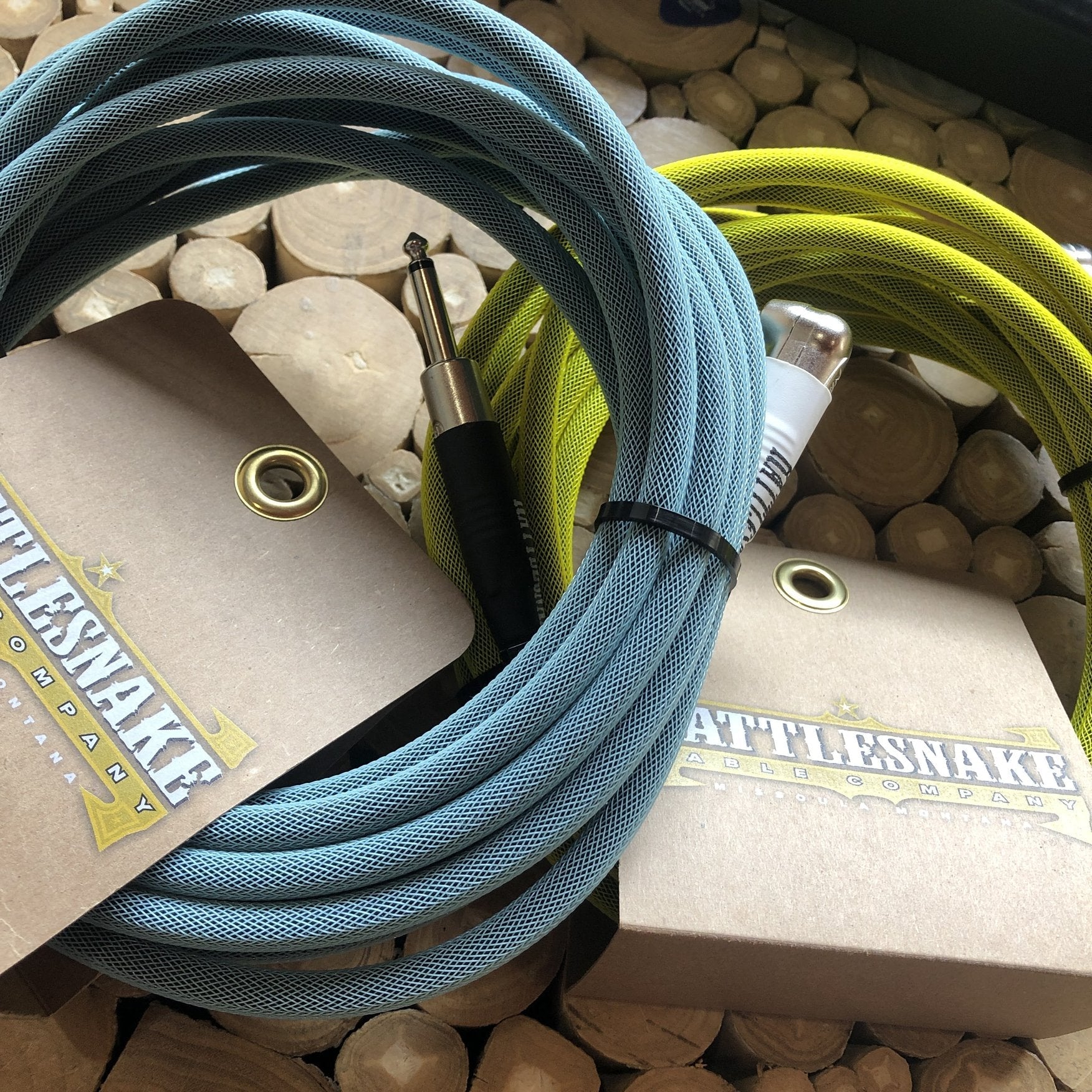 Rattlesnake Cable Company 10' Retro Sea Foam Guitar Cable - Mixed Plugs