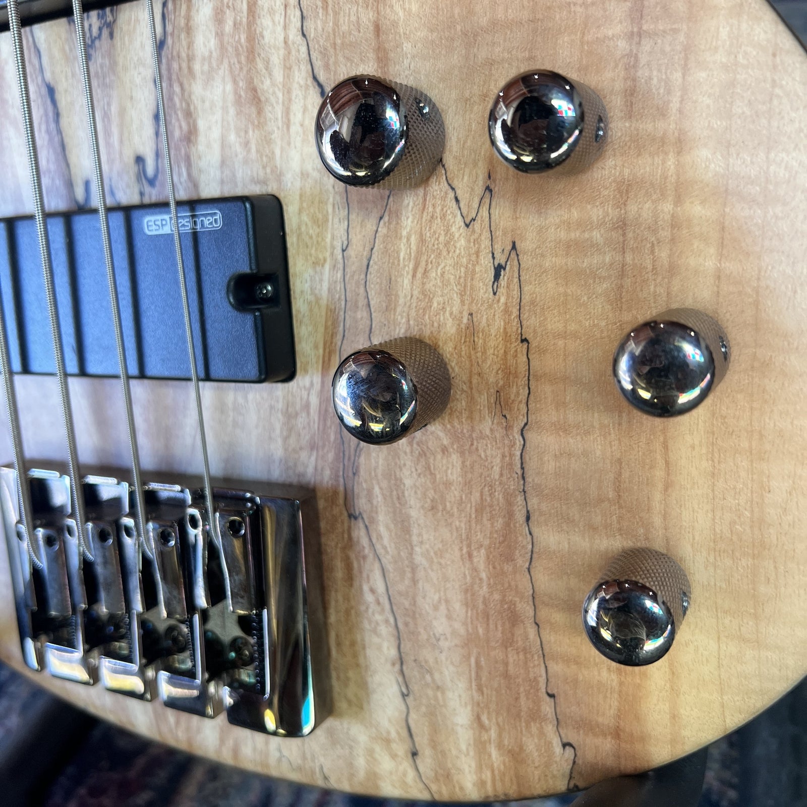 ESP LTD B-204SM Spalted Maple Bass Guitar – 4-String, Natural Satin