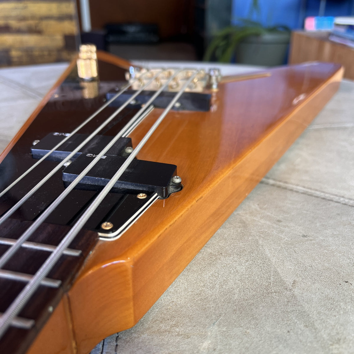 1977 Ibanez 2387B Rocket Roll Custom Flying V Bass Natural Modified w/ EMGs