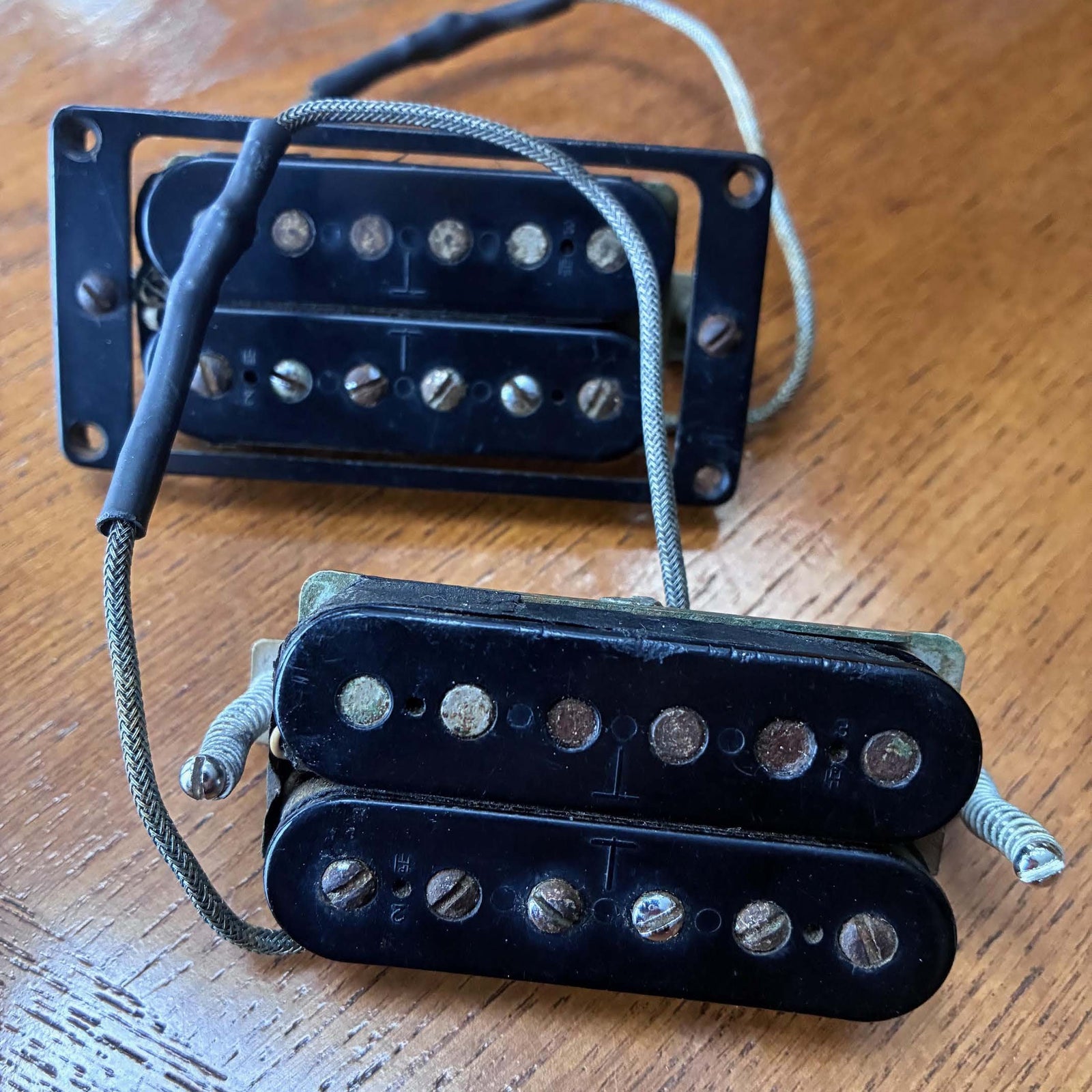 Vintage Late 1960s Gibson Humbucker Set (Matched Pair) – 7.7k-7.9k Output w/ Original M-8 Ring