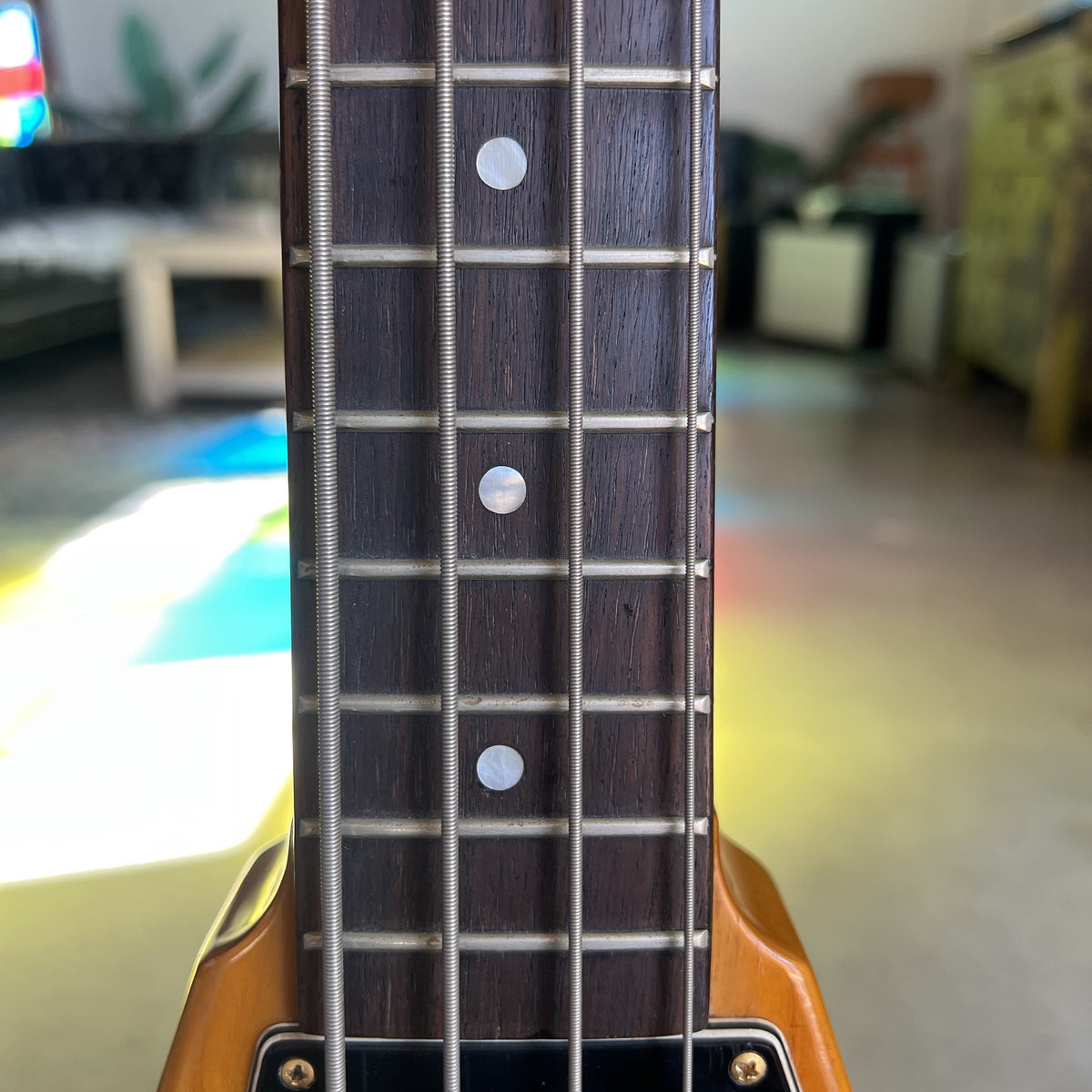 1977 Ibanez 2387B Rocket Roll Custom Flying V Bass Natural Modified w/ EMGs