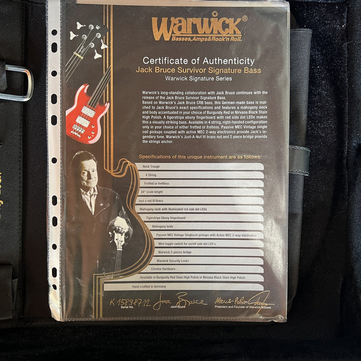 Warwick Jack Bruce Survivor Signature Bass Guitar
