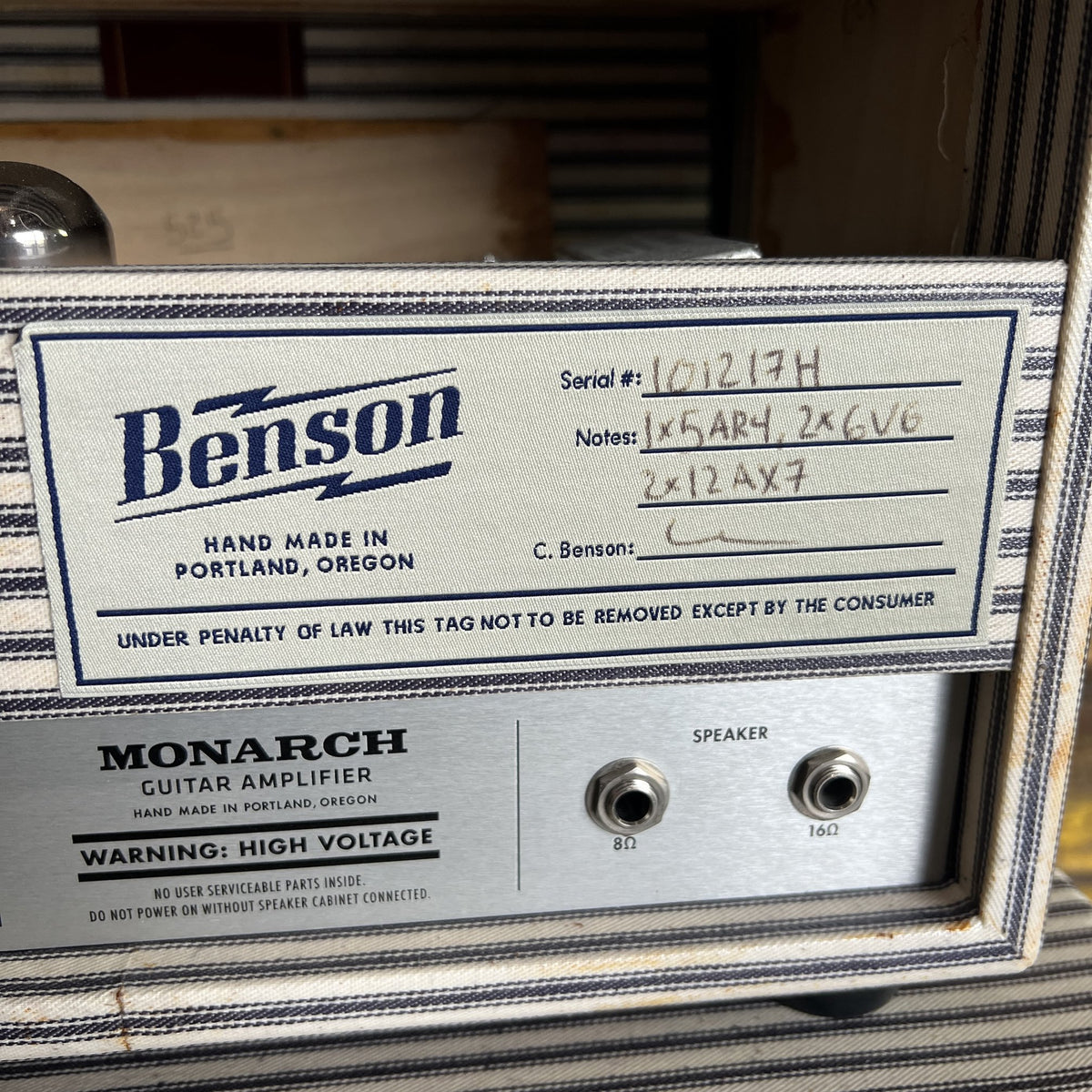 Benson Amps Monarch Point-to-Point Tube Amplifier Head & 1x12 Cabinet