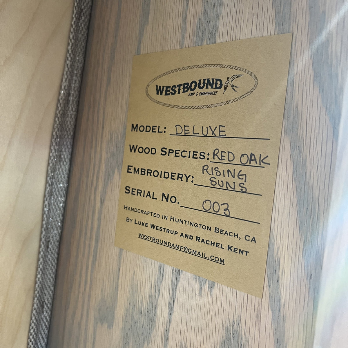 Westbound Amp & Embroidery Custom Red Oak 12" Cabinet for Tweed Deluxe