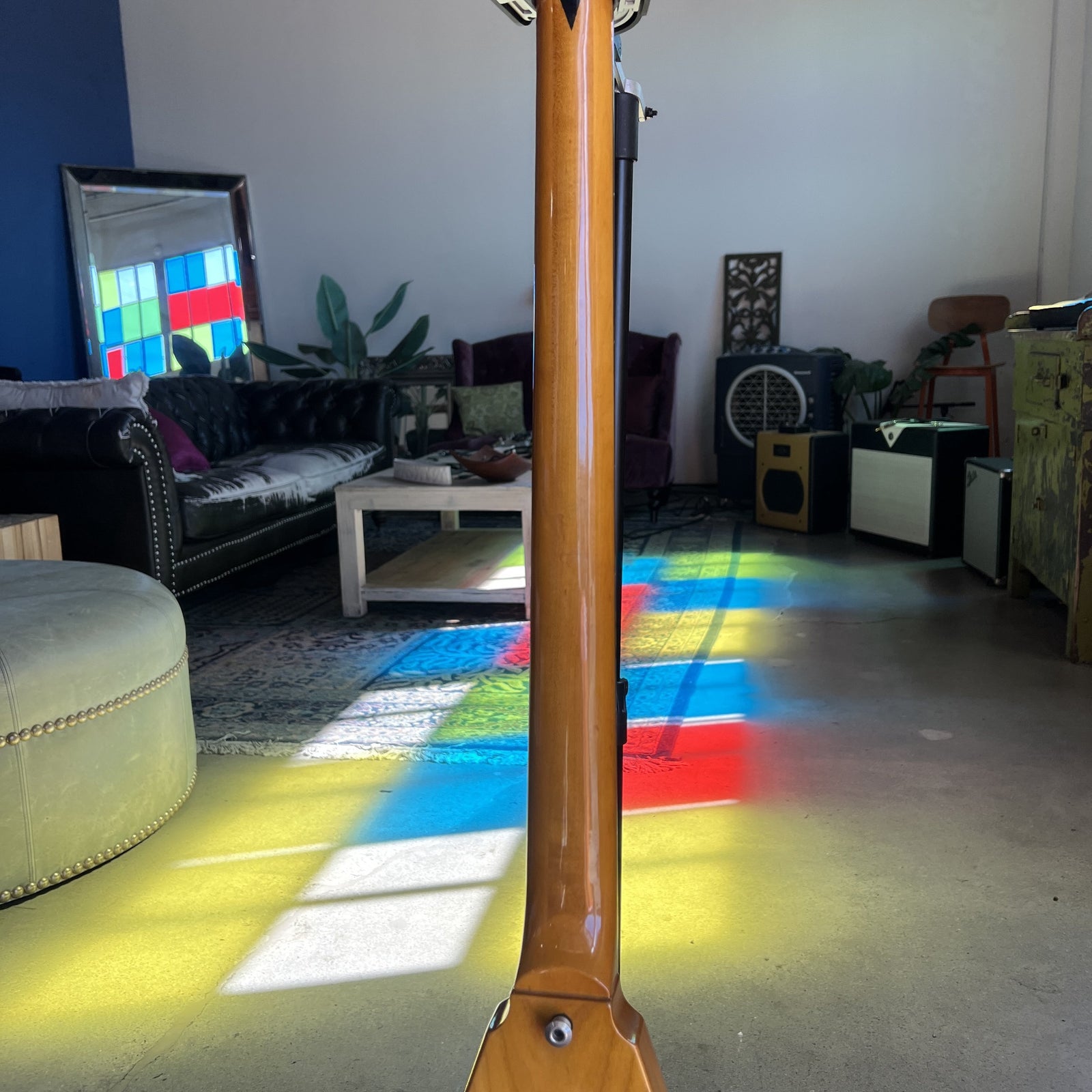 1977 Ibanez 2387B Rocket Roll Custom Flying V Bass Natural Modified w/ EMGs
