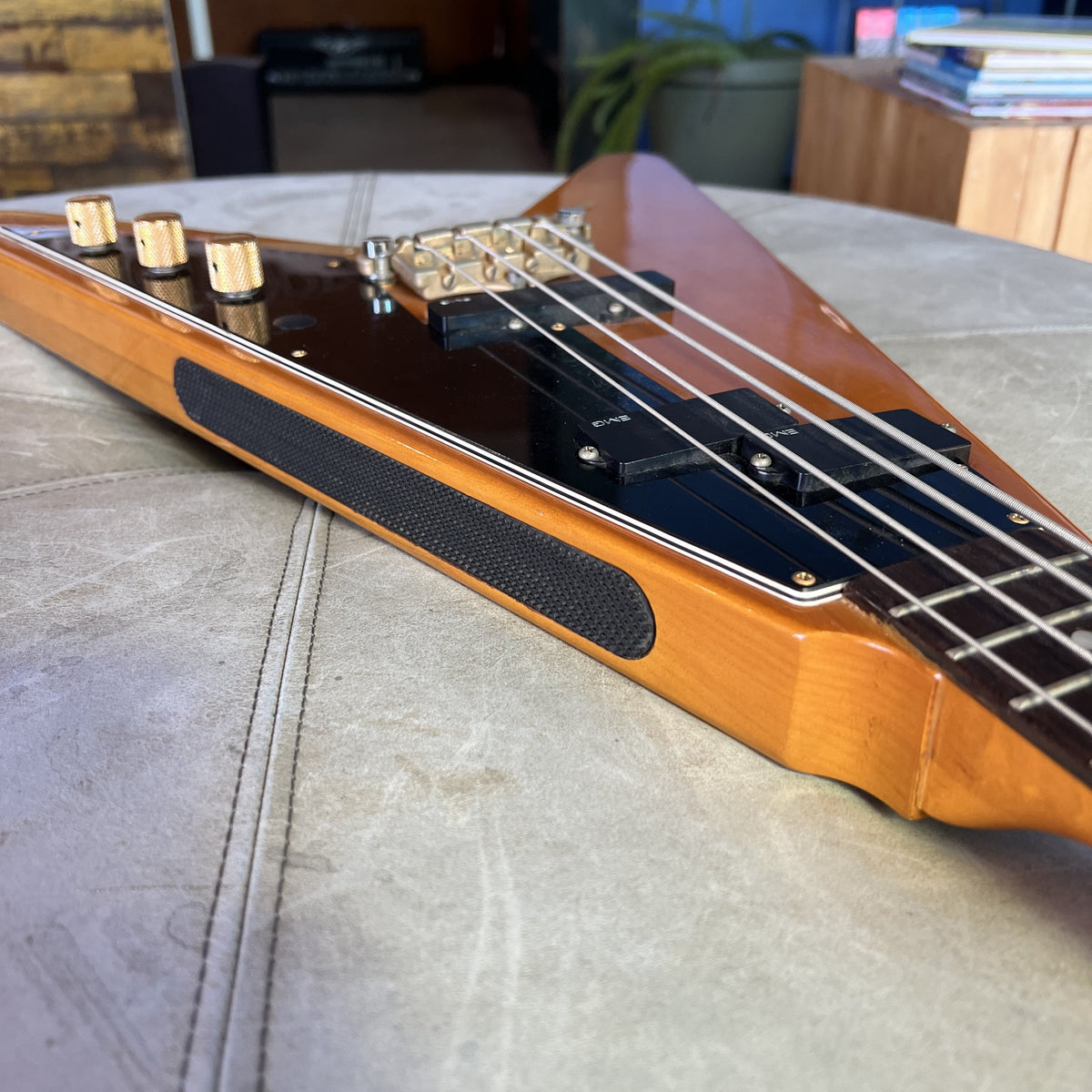 1977 Ibanez 2387B Rocket Roll Custom Flying V Bass Natural Modified w/ EMGs