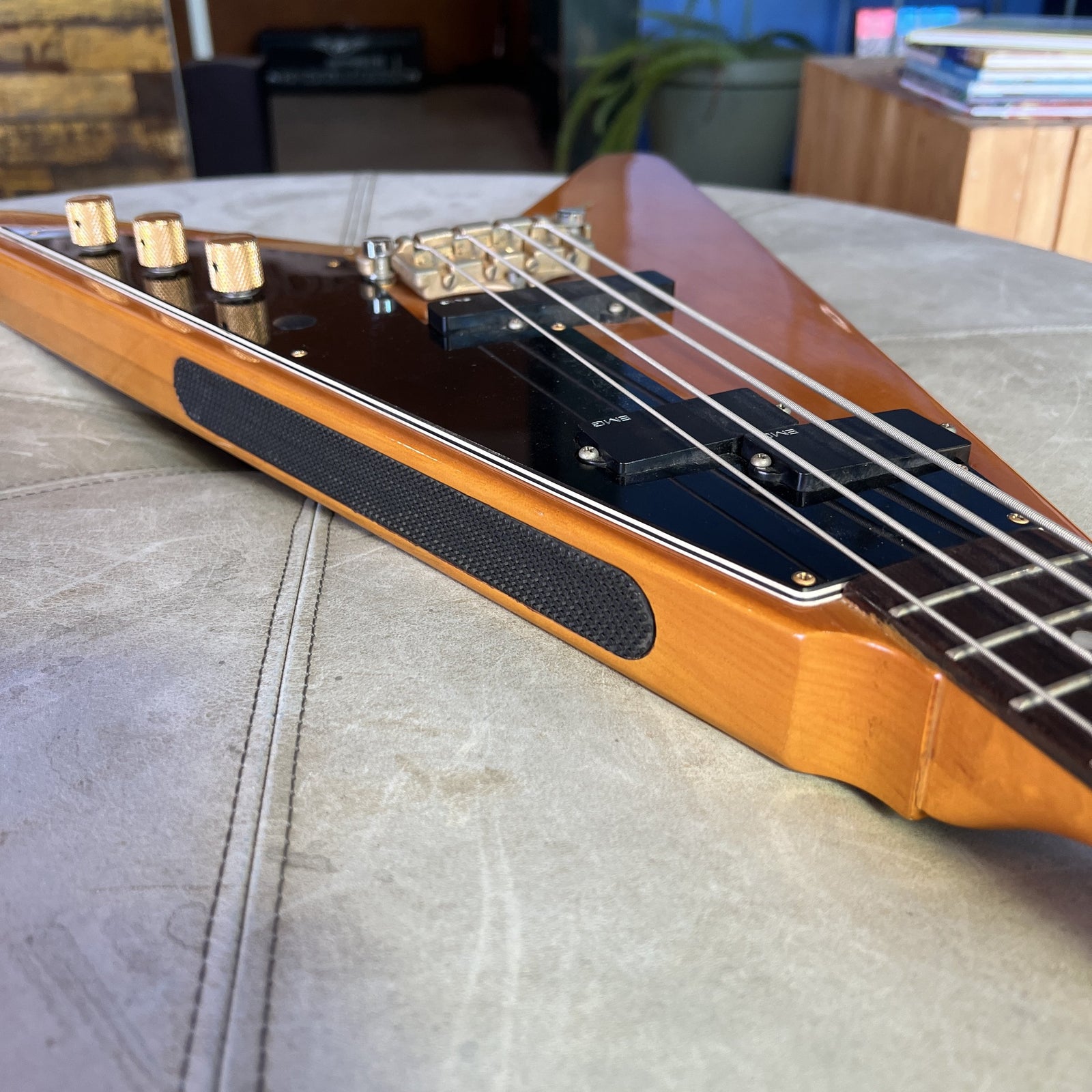 1977 Ibanez 2387B Rocket Roll Custom Flying V Bass Natural Modified w/ EMGs