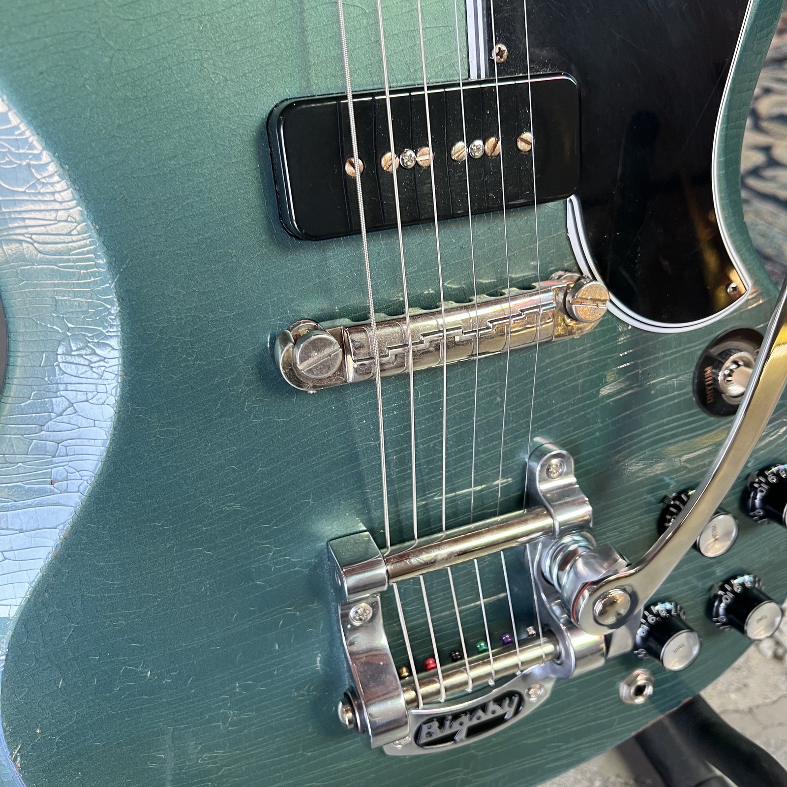 Gibson Custom Murphy Lab 1963 SG Special Reissue – Light Aged Antique Pelham Blue w/ Bigsby B5 (SN: 203423)