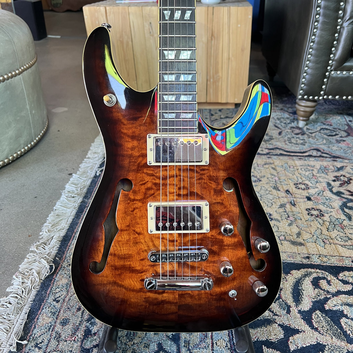 2006 Schecter Diamond Series C-1 E/A Semi-Hollow Hybrid Guitar – Dark Vintage Sunburst