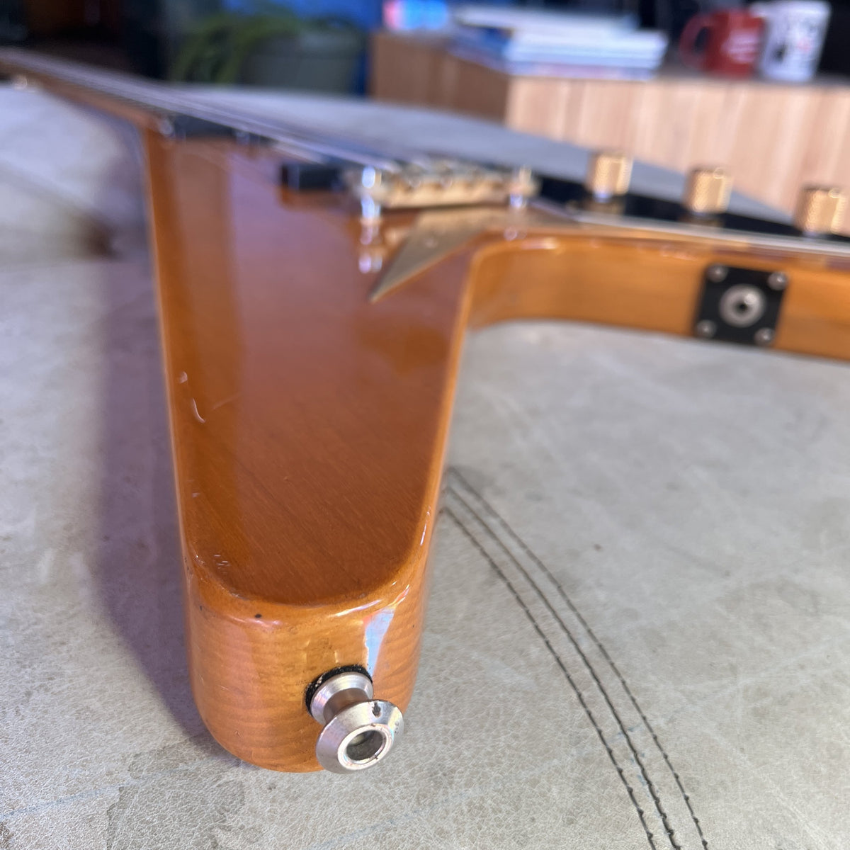 1977 Ibanez 2387B Rocket Roll Custom Flying V Bass Natural Modified w/ EMGs
