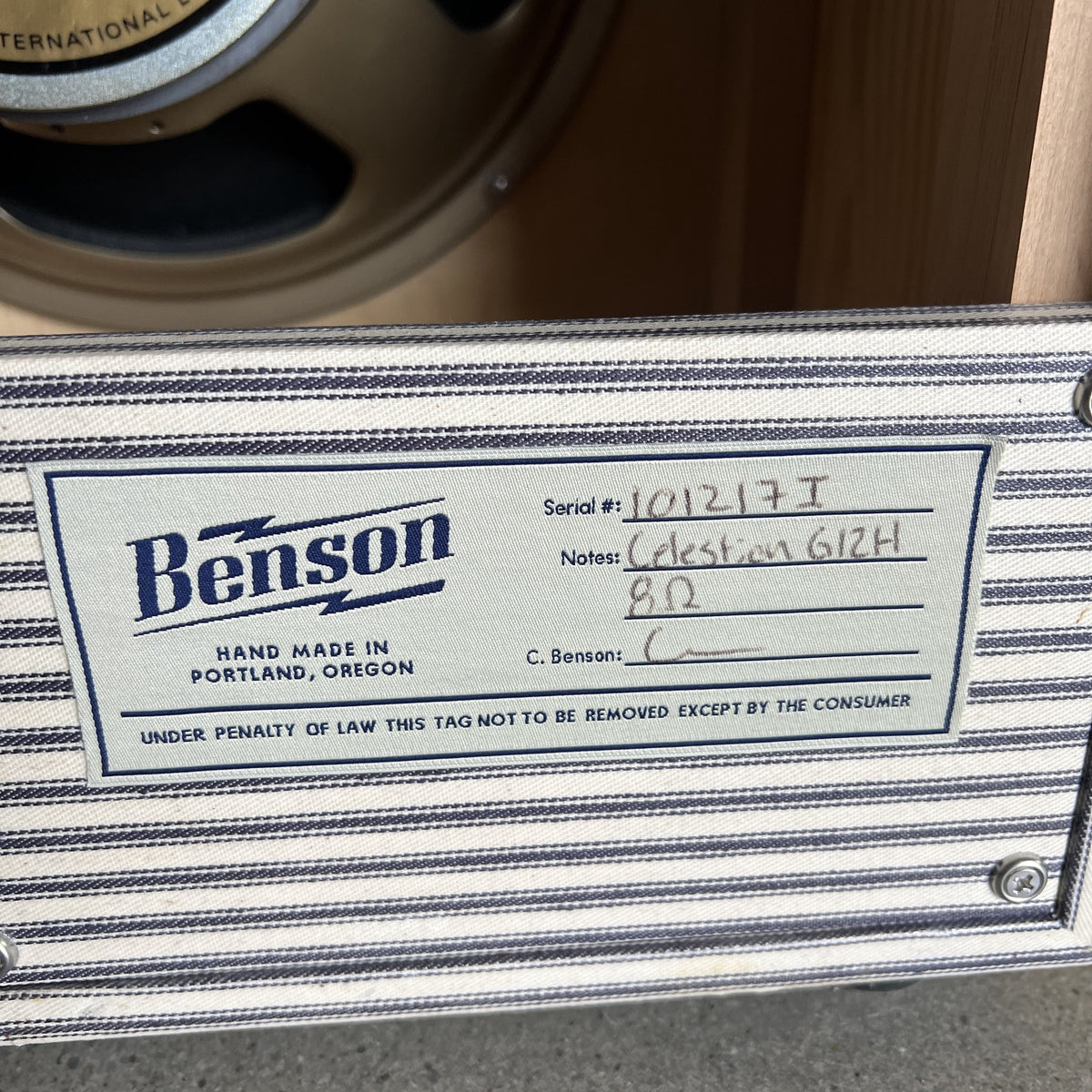 Benson Amps Monarch Point-to-Point Tube Amplifier Head & 1x12 Cabinet