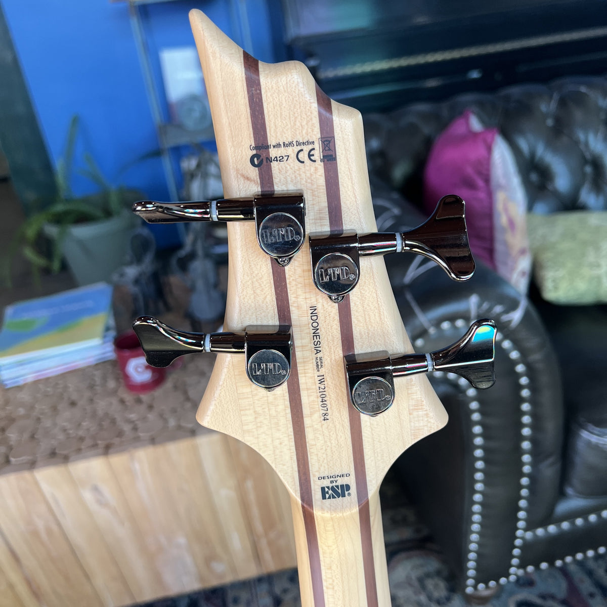 ESP LTD B-204SM Spalted Maple Bass Guitar – 4-String, Natural Satin