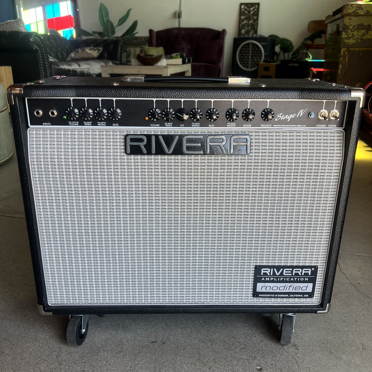 "Rivera Stage IV Modified Guitar Amplifier Front View Black"