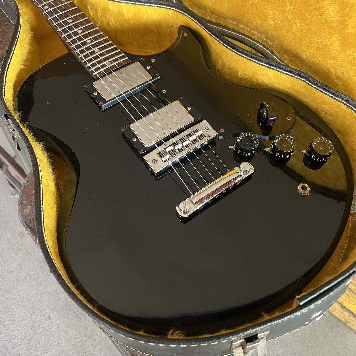 Vintage Mid-1970s Ibanez Model 2451 Lawsuit Era Electric Guitar Black w/ Case