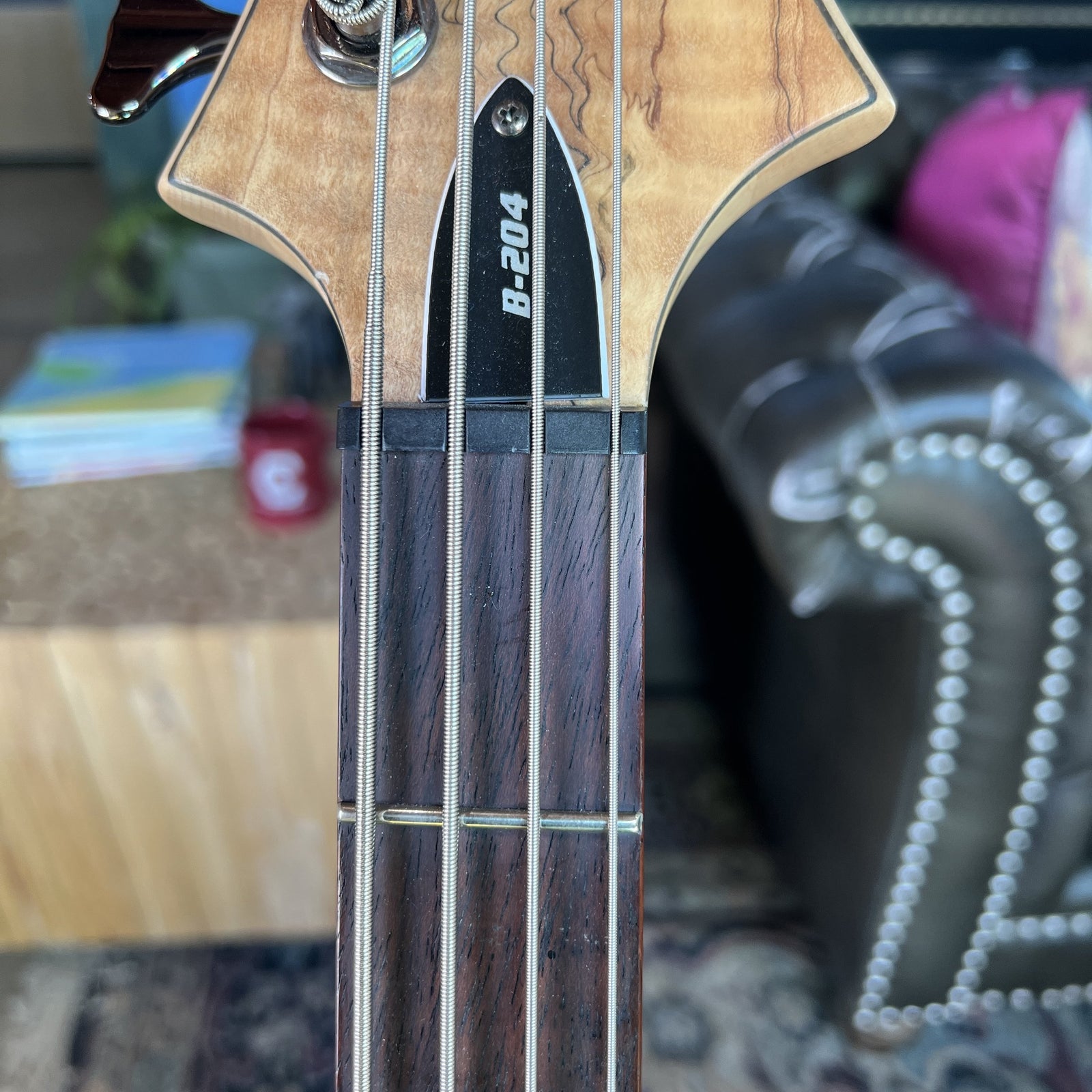 ESP LTD B-204SM Spalted Maple Bass Guitar – 4-String, Natural Satin