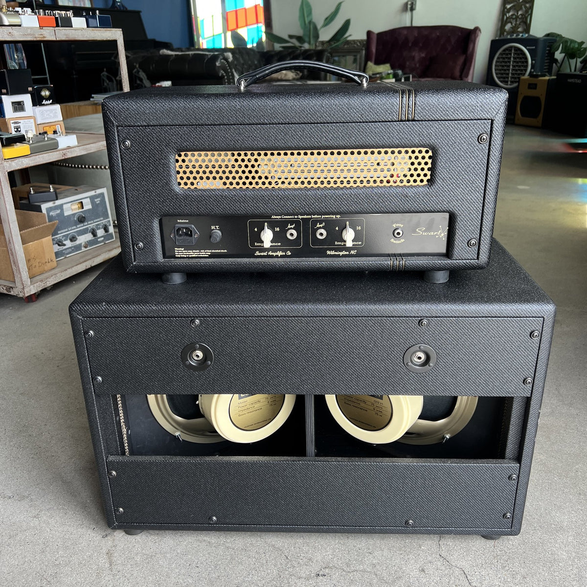 Swart Stereo Master 20 Head & Matching 2x12 Stereo Cabinet – Black Tweed (2019)