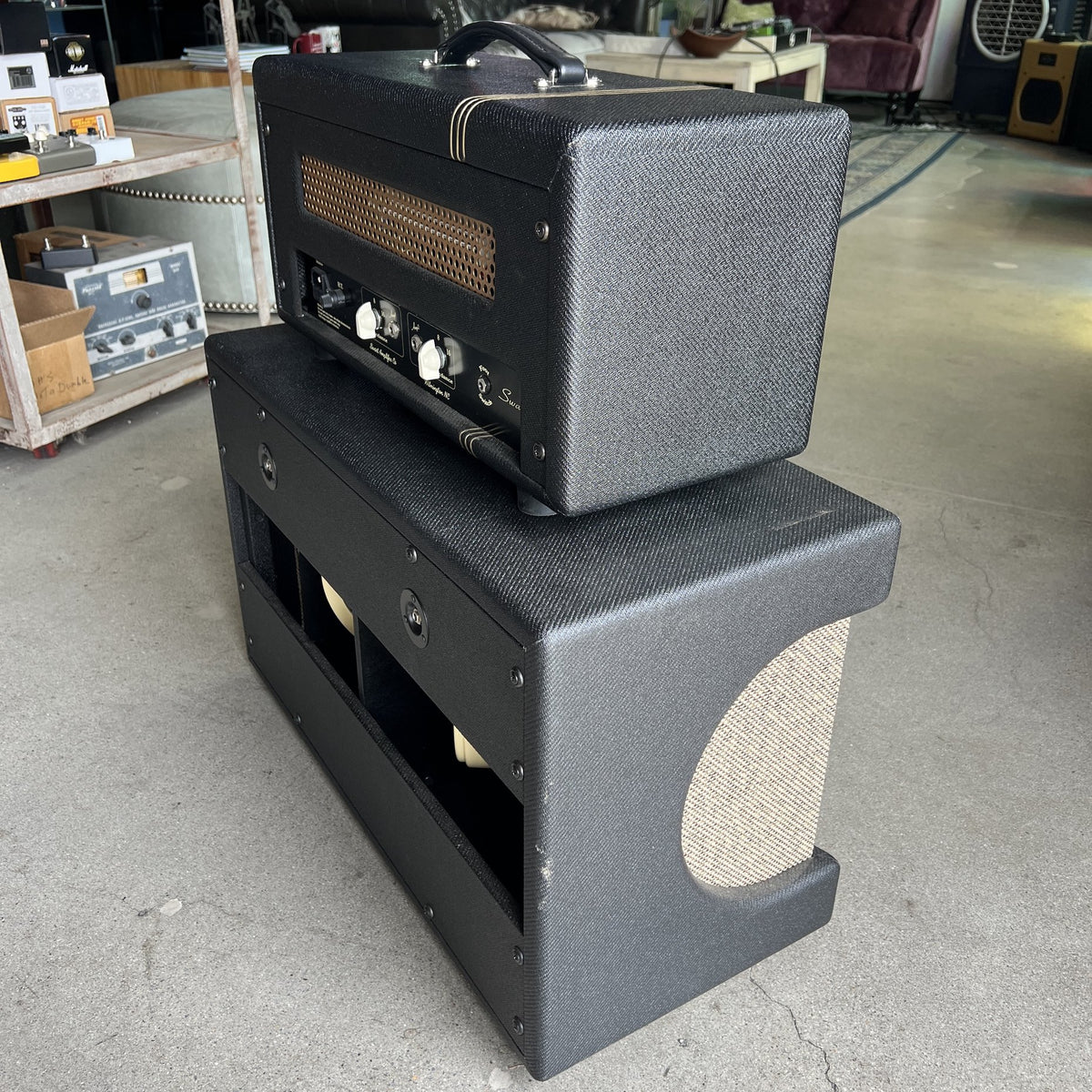 Swart Stereo Master 20 Head & Matching 2x12 Stereo Cabinet – Black Tweed (2019)