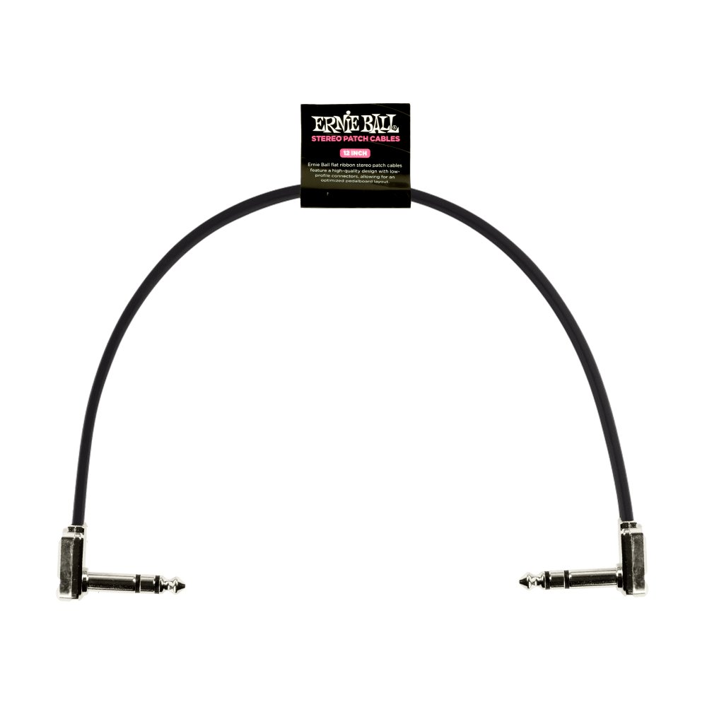 Ernie Ball Flat Stereo Ribbon Patch Cable, Black, Single